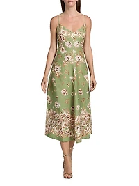Mae Floral Linen Fit & Flare Midi-Dress