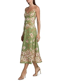 Mae Floral Linen Fit & Flare Midi-Dress