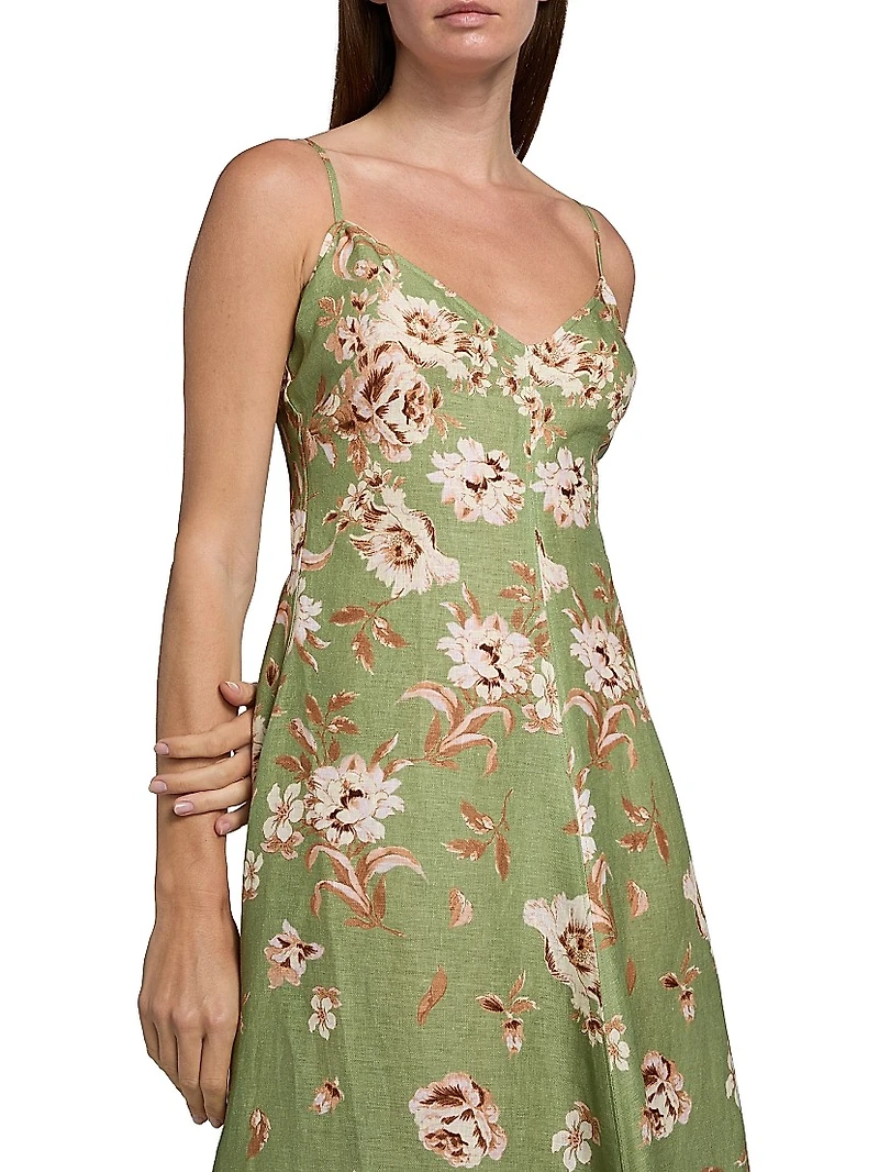 Mae Floral Linen Fit & Flare Midi-Dress