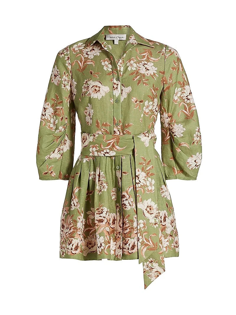 Raya Floral Belted Mini Shirtdress
