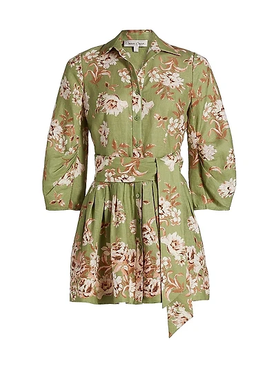Raya Floral Belted Mini Shirtdress