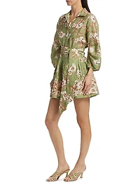 Raya Floral Belted Mini Shirtdress