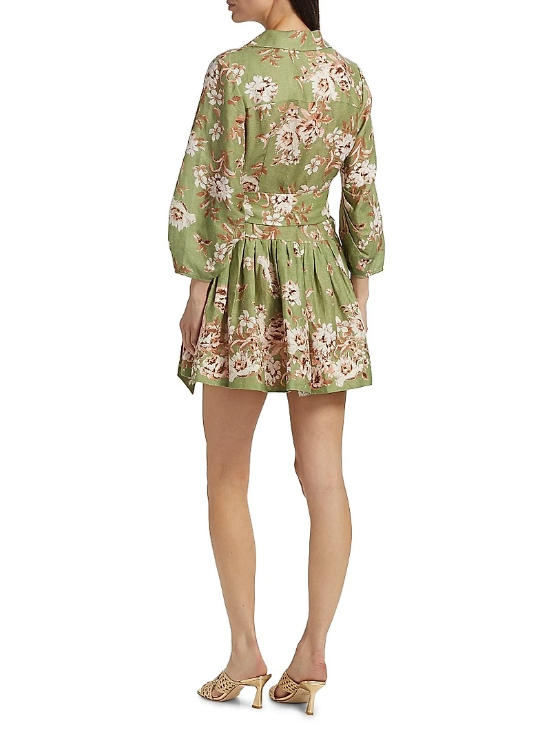 Raya Floral Belted Mini Shirtdress