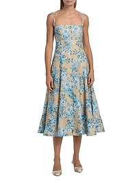 Gimlet Floral Paneled Midi-Dress