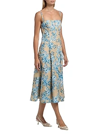 Gimlet Floral Paneled Midi-Dress