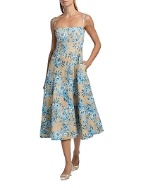 Gimlet Floral Paneled Midi-Dress