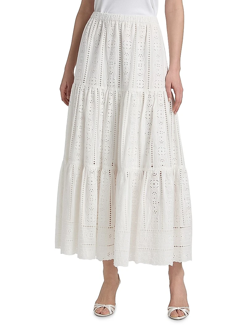 Melanie Embroidered Eyelet Maxi Skirt