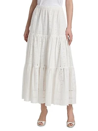 Melanie Embroidered Eyelet Maxi Skirt