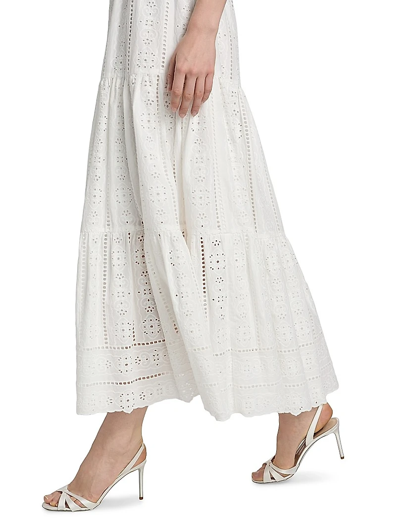 Melanie Embroidered Eyelet Maxi Skirt