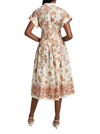 Nash Floral Cotton Poplin Midi-Shirtdress