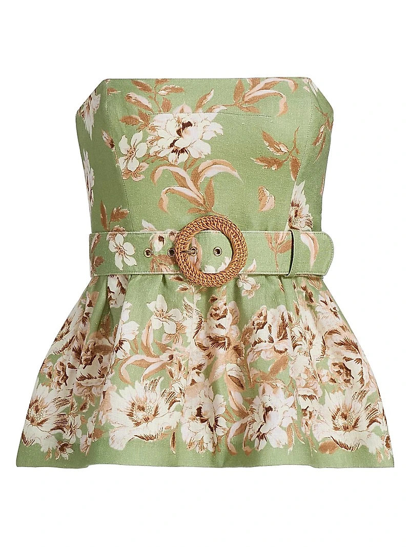 Tilda Floral Belted Strapless Top