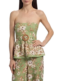 Tilda Floral Belted Strapless Top