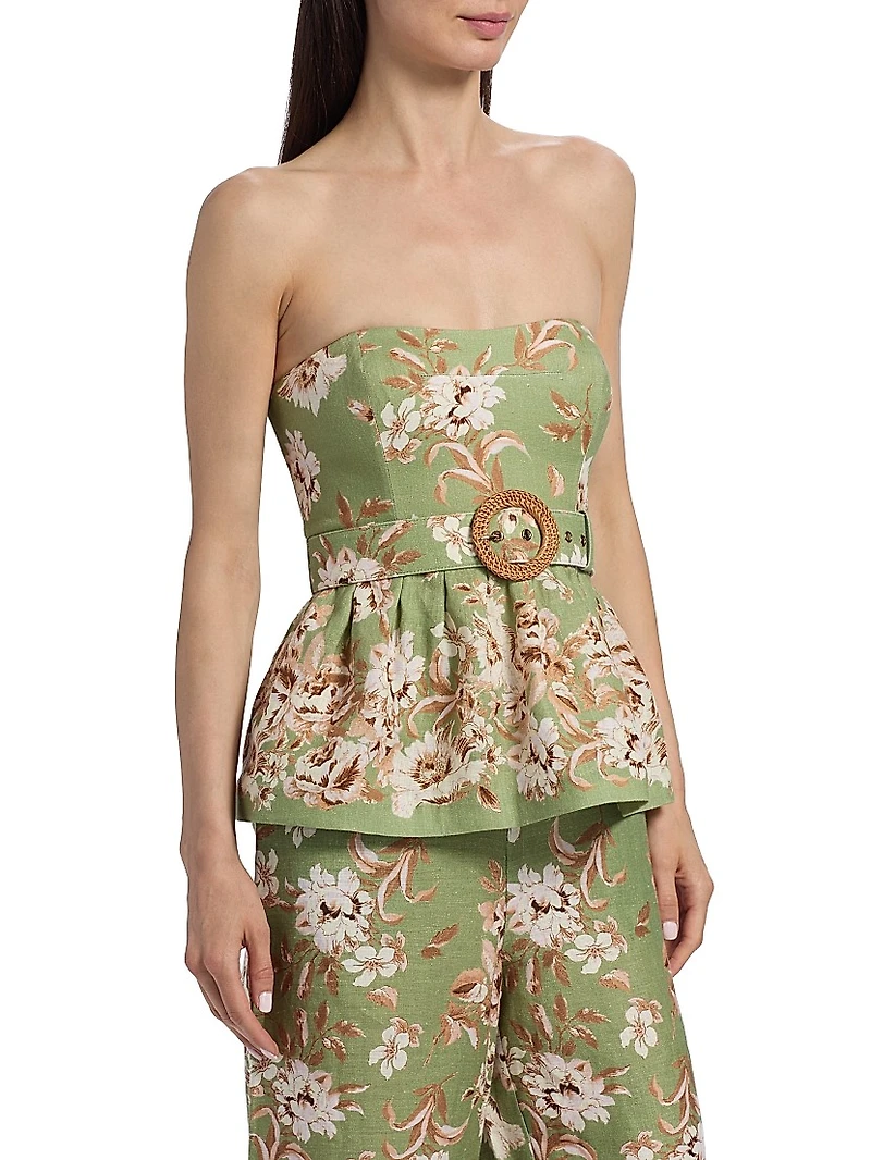 Tilda Floral Belted Strapless Top