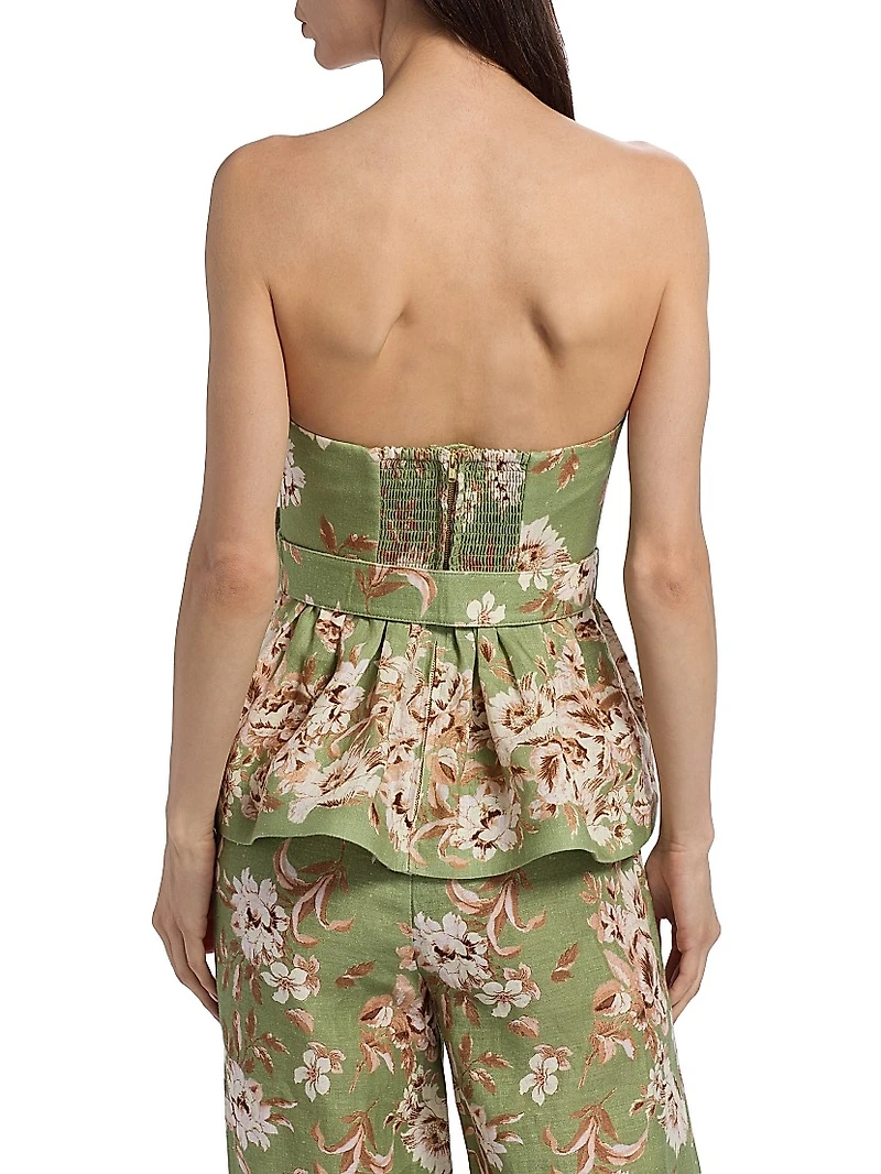 Tilda Floral Belted Strapless Top