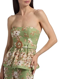 Tilda Floral Belted Strapless Top