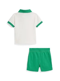 Baby Boy's Jersey Polo Shirt & Shorts Set
