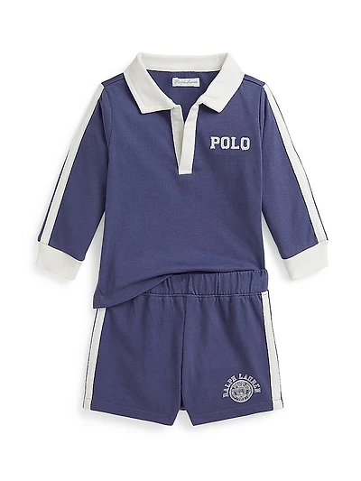 Baby Boy's Logo Polo Shirt & Shorts Set