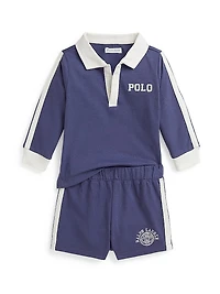 Baby Boy's Logo Polo Shirt & Shorts Set