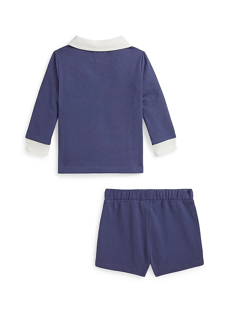 Baby Boy's Logo Polo Shirt & Shorts Set