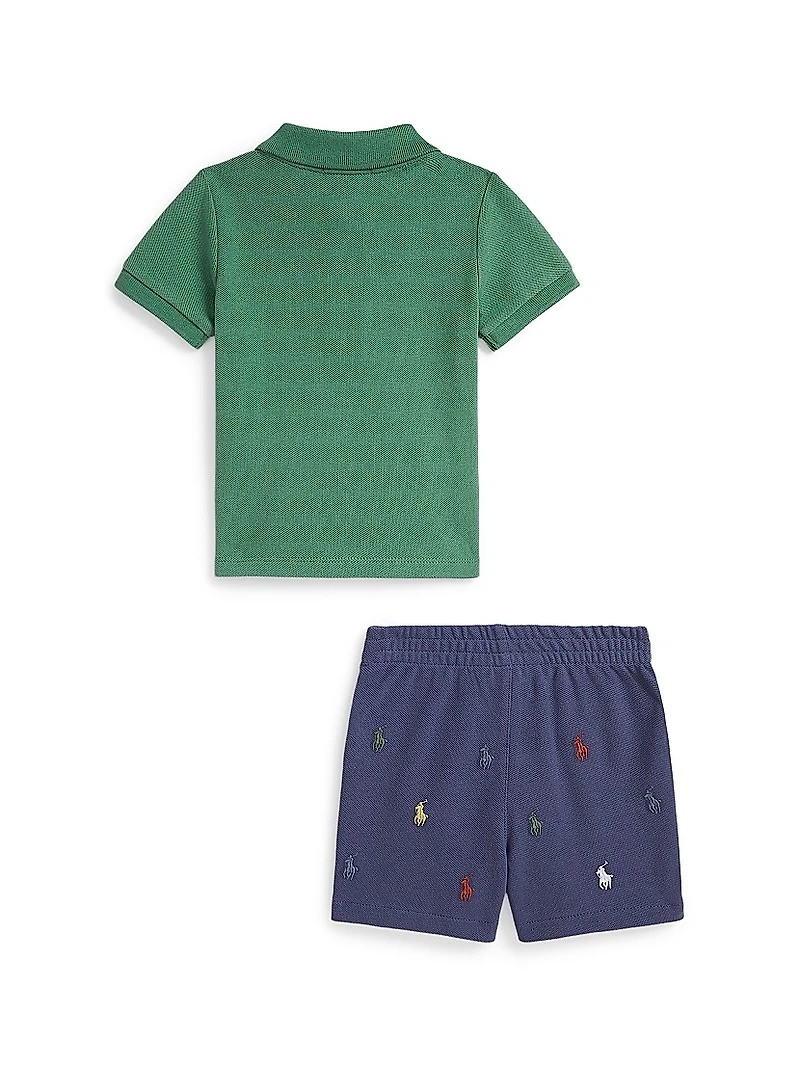 Baby Boy's Mesh Polo Shirt & Shorts Set