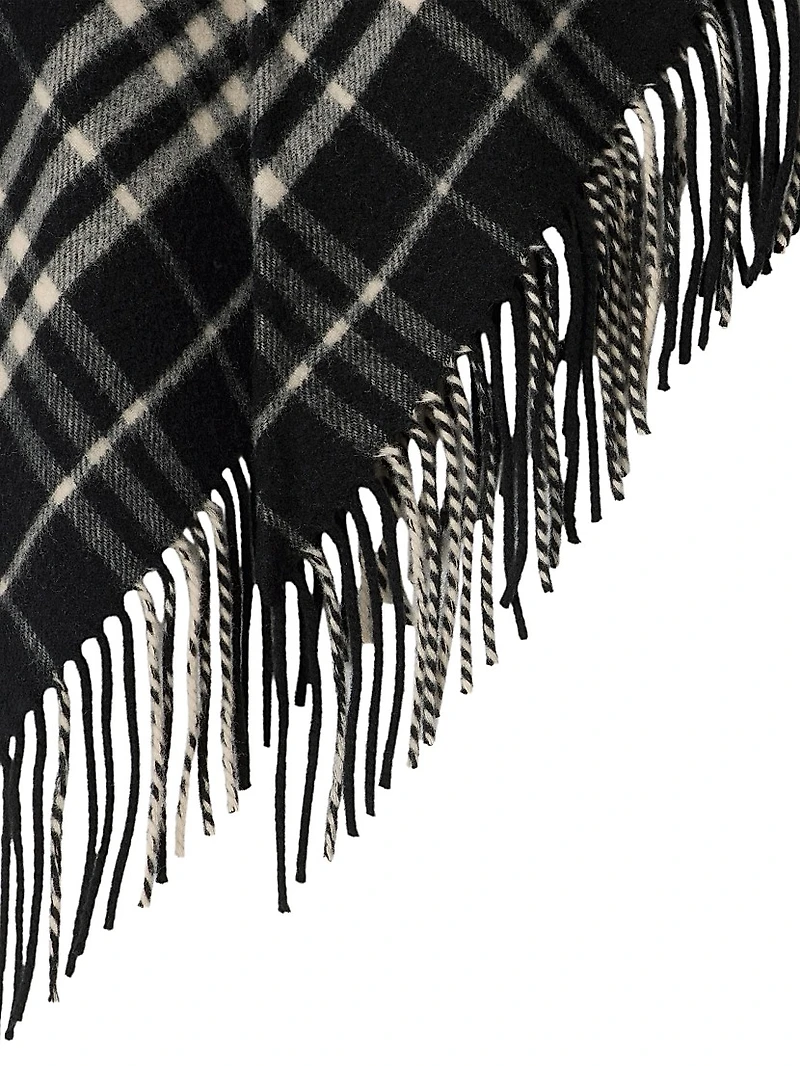 Check Wool-Cashmere Cape