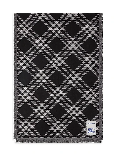 Wide Check Wool Scarf