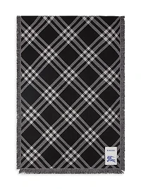 Wide Check Wool Scarf