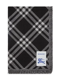 Wide Check Wool Scarf