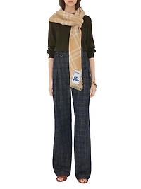 Wide Check Wool Scarf