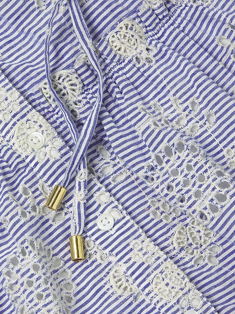 Charlotte Embroidered Striped Cotton Midi-Dress