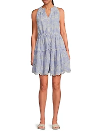 Charlotte Embroidered Striped Cotton Midi-Dress