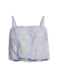 Dani Embroidered Striped Cotton Cami Top