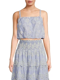Dani Embroidered Striped Cotton Cami Top