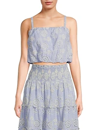 Dani Embroidered Striped Cotton Cami Top