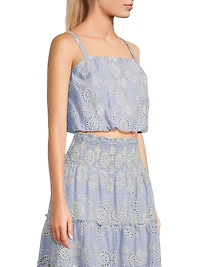 Dani Embroidered Striped Cotton Cami Top