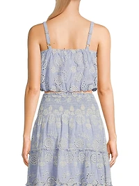 Dani Embroidered Striped Cotton Cami Top