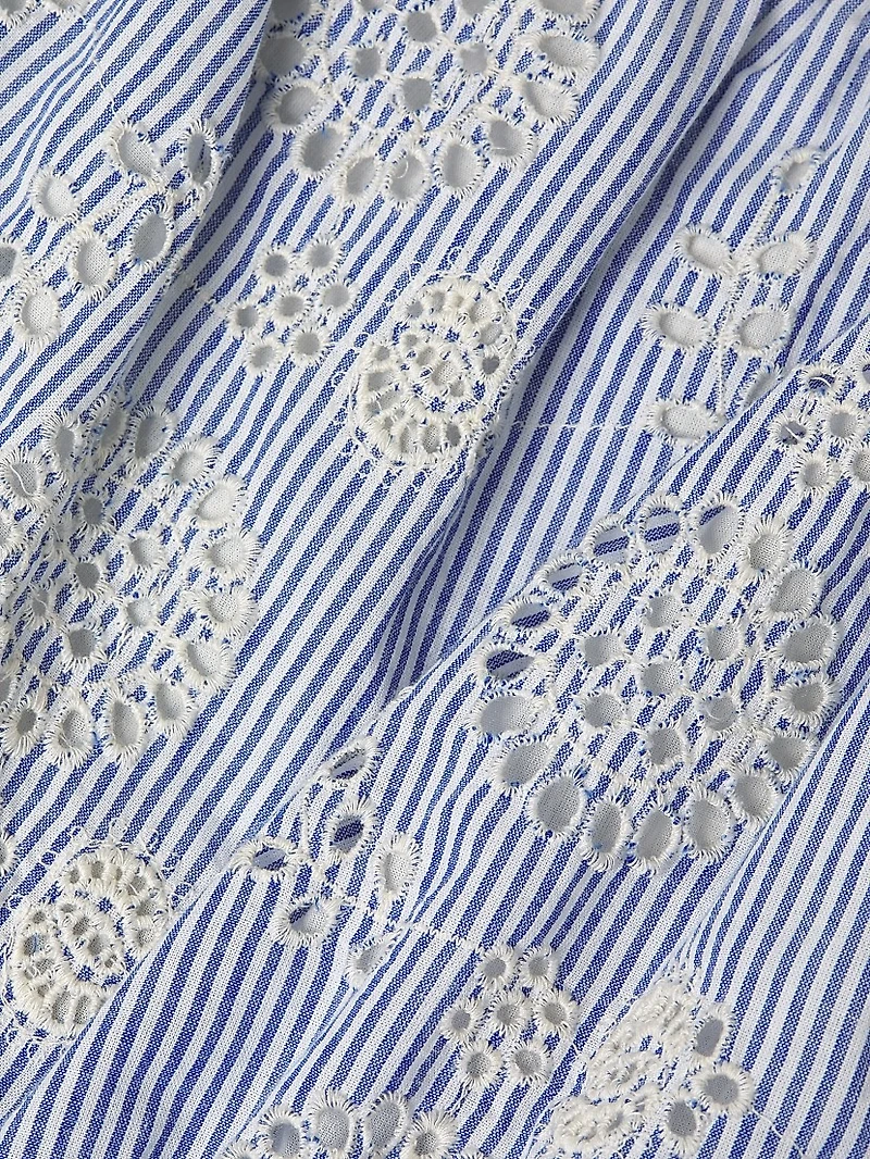 Dani Embroidered Striped Cotton Cami Top