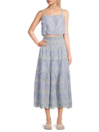 Dani Embroidered Striped Cotton Cami Top