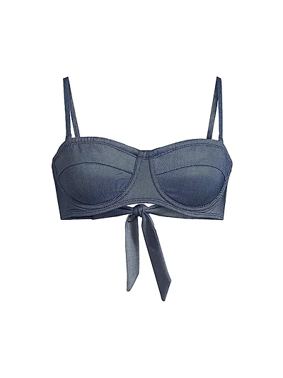Nellie Indigo Twill Bikini Top