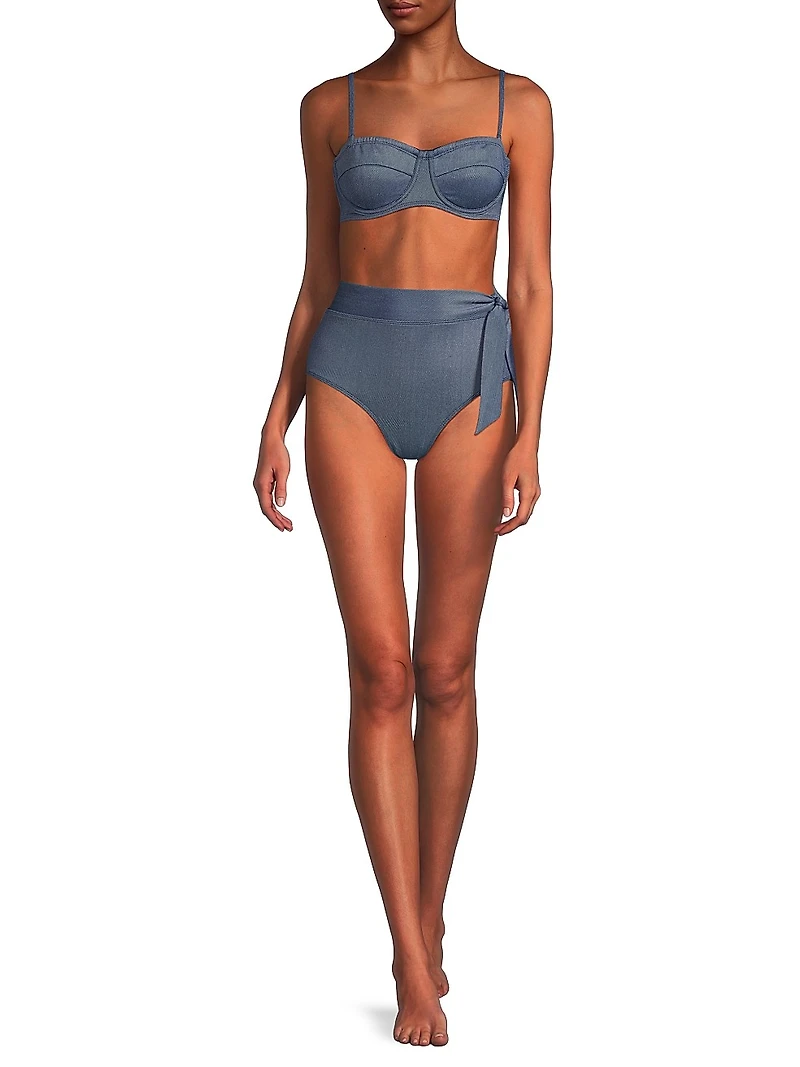 Nellie Indigo Twill Bikini Top