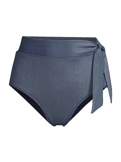 Side Tie High-Waisted Bikini Bottom