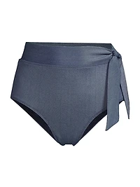 Side Tie High-Waisted Bikini Bottom