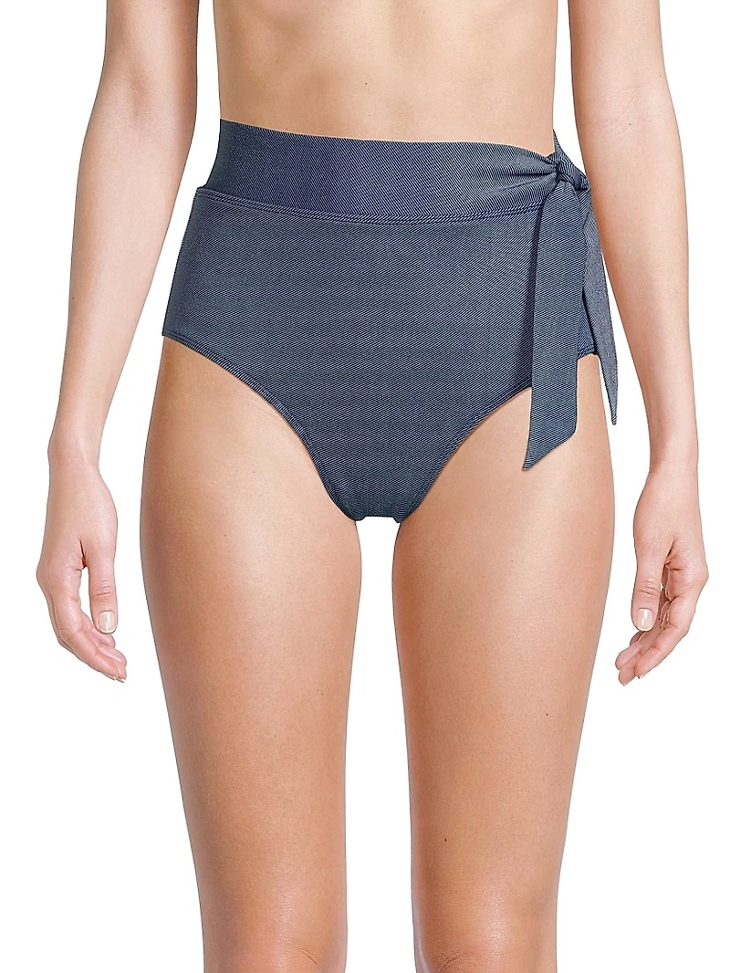 Side Tie High-Waisted Bikini Bottom