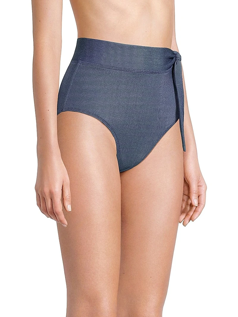 Side Tie High-Waisted Bikini Bottom