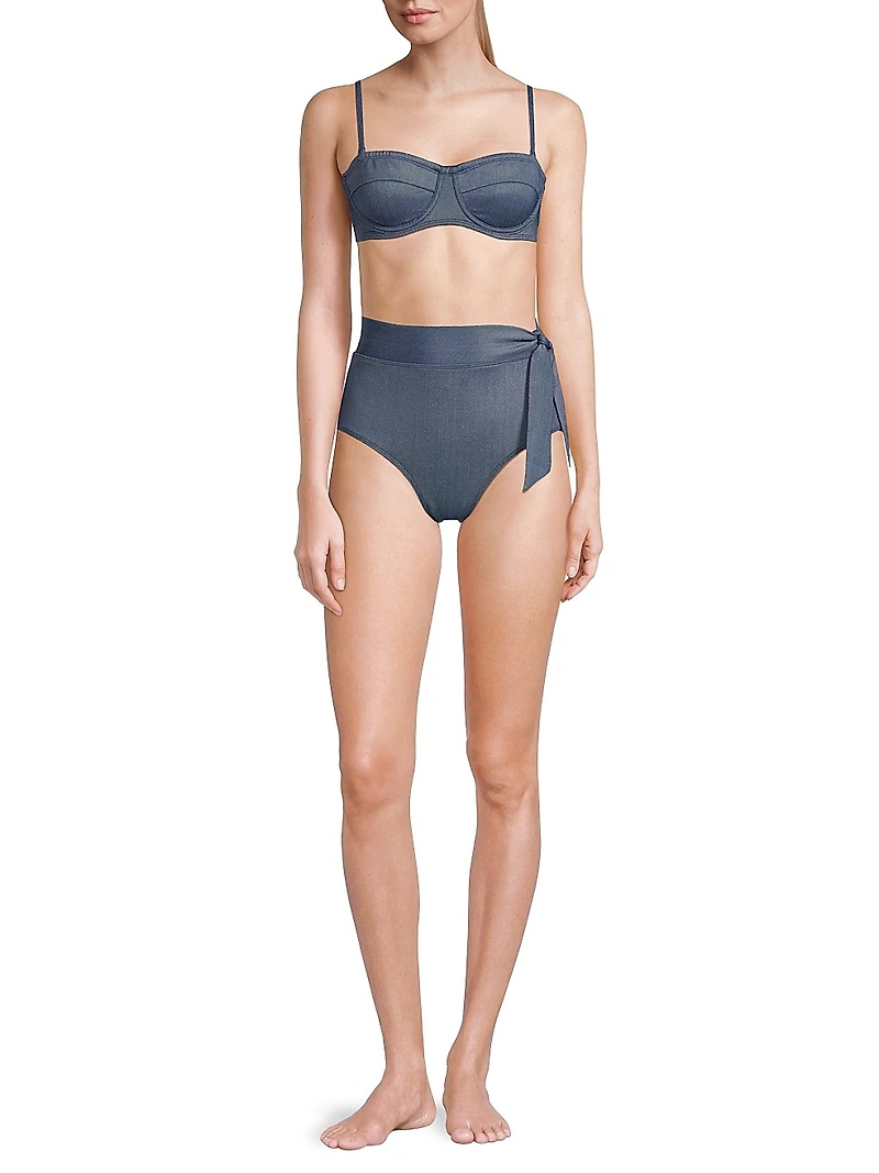 Side Tie High-Waisted Bikini Bottom