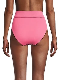 Belted Metallic High-Waisted Bikini Bottom