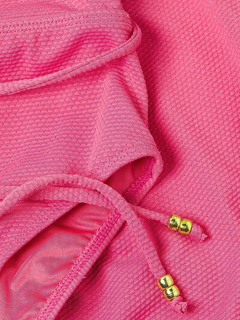 Belted Metallic High-Waisted Bikini Bottom