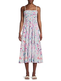 Kristen Hazy Ikat Midi-Dress