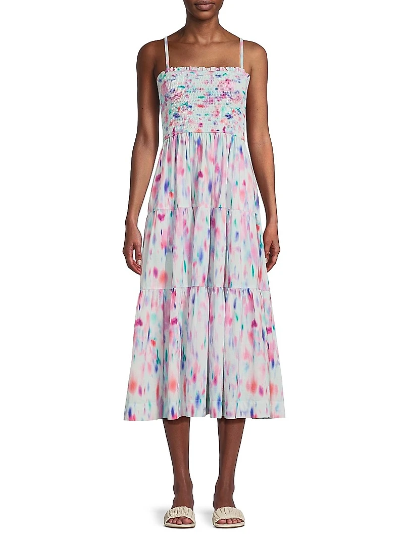 Kristen Hazy Ikat Midi-Dress