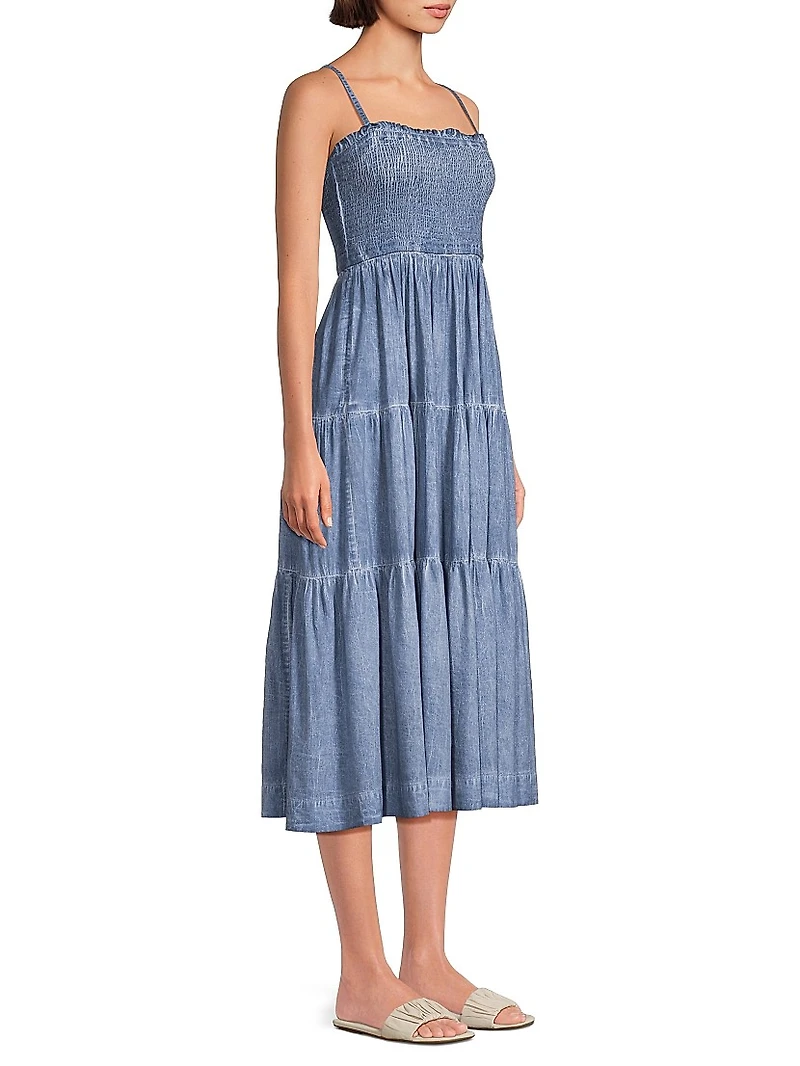 Kristen Slub Cotton Smocked Dress
